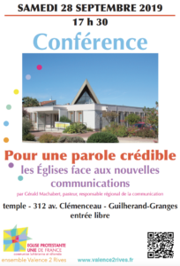 Conférence 28 sept "Pour une parole crédible : les Eglises face aux nouvelles communications"
