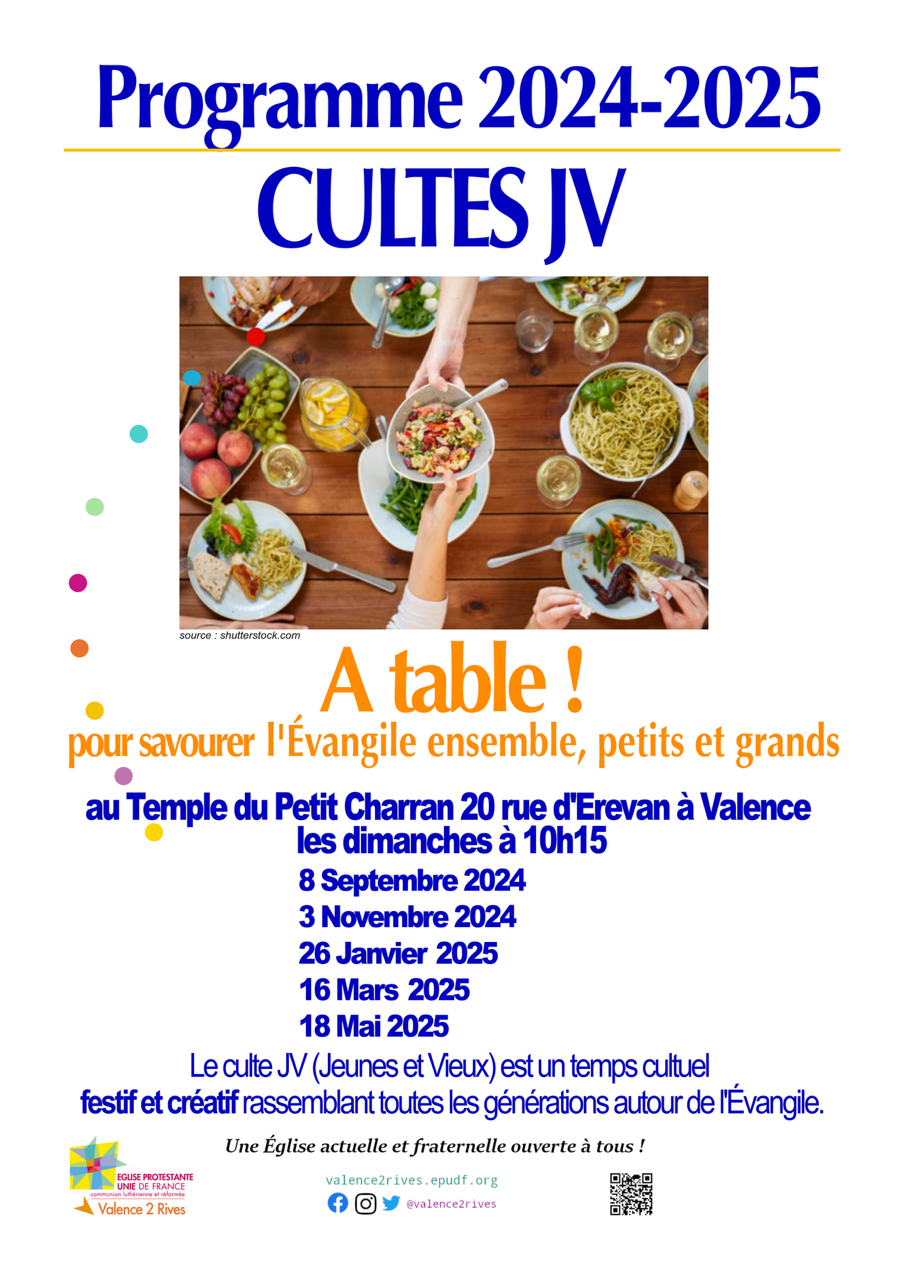 programme des cultes JV en 2024 2025