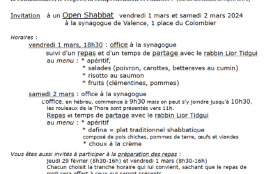 Invitation Open Shabbat 